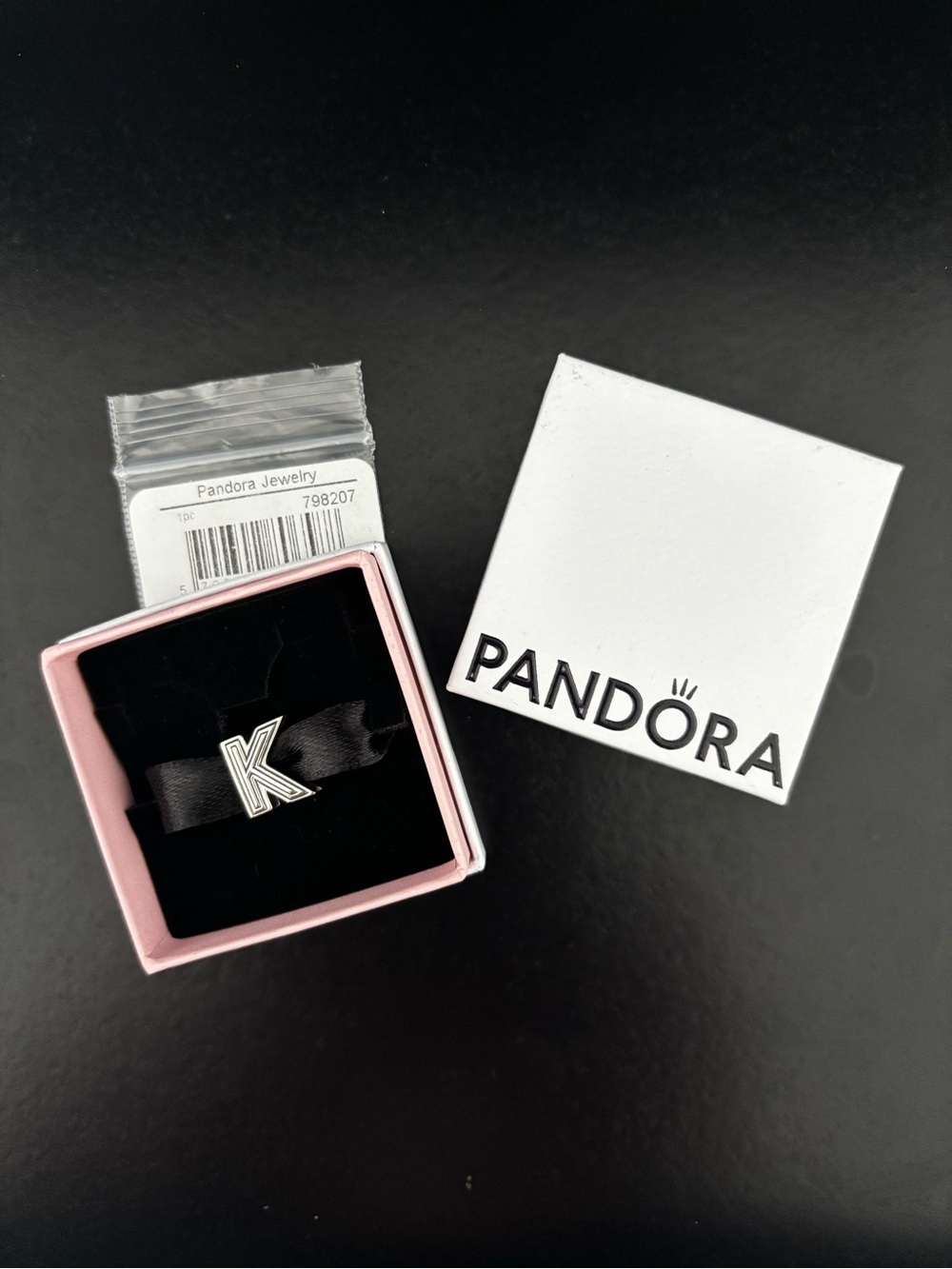 Pandora jewelry initial charm in box